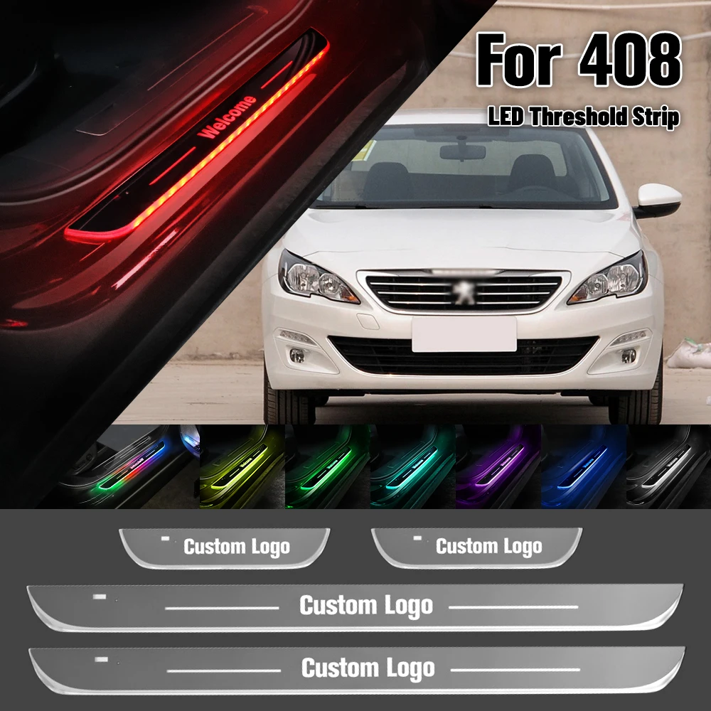 

For Peugeot 408 2010-2014 Car Door Sill Light Customized Logo LED 2011 2012 2013 Welcome Threshold Pedal Lamp Accessories