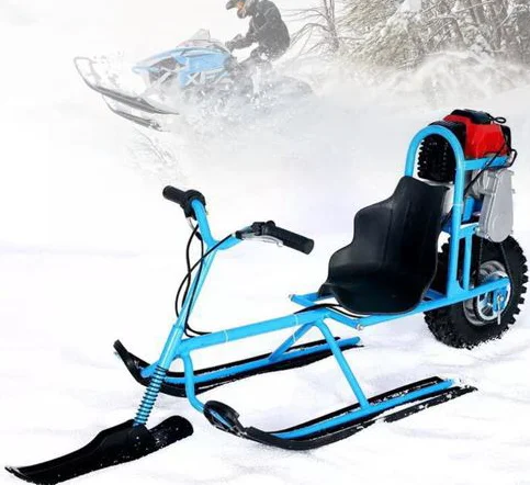 2024 Hot Sale High Safety 220cc Adults Mobile Snow Full Steel Frame Gasoline Electric Double Ski Big Sled Snowmobile