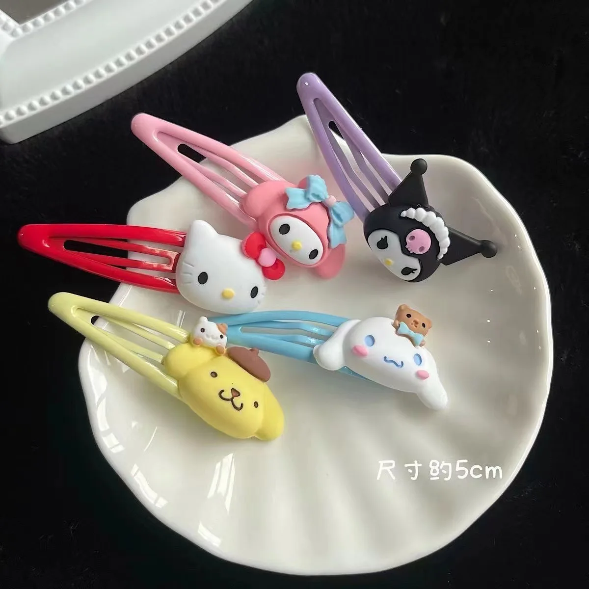 

6Pcs Lovely Sanrio Kawaii Bb Clip Anime Hello Kitty Kuromi My Melody Kids Girls Hairpin Clip Fashion Cute Hair Accessories Gifts