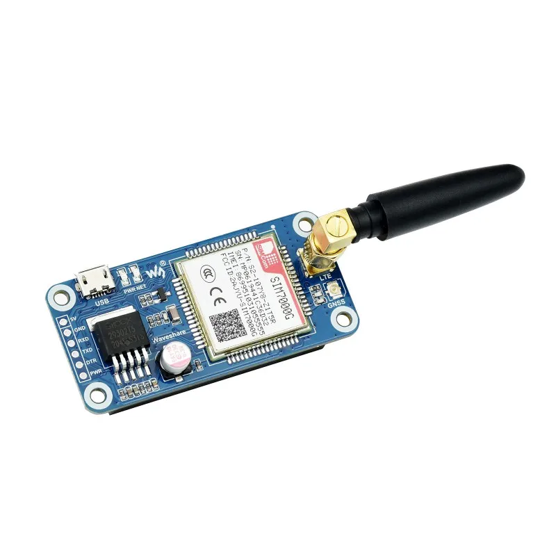 Waveshare SIM7000G NB-IoT / Cat-M / EDGE / GPRS HAT for Raspberry Pi, GNSS, Global Band Support