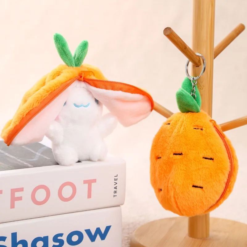 وسادة أرنب عيد الفصح القطيفة ذات الوجهين لعبة أرنب الجزر والفراولة مع سحاب هدية عيد ميلاد مثالية للأطفال الأولاد والبنات #3