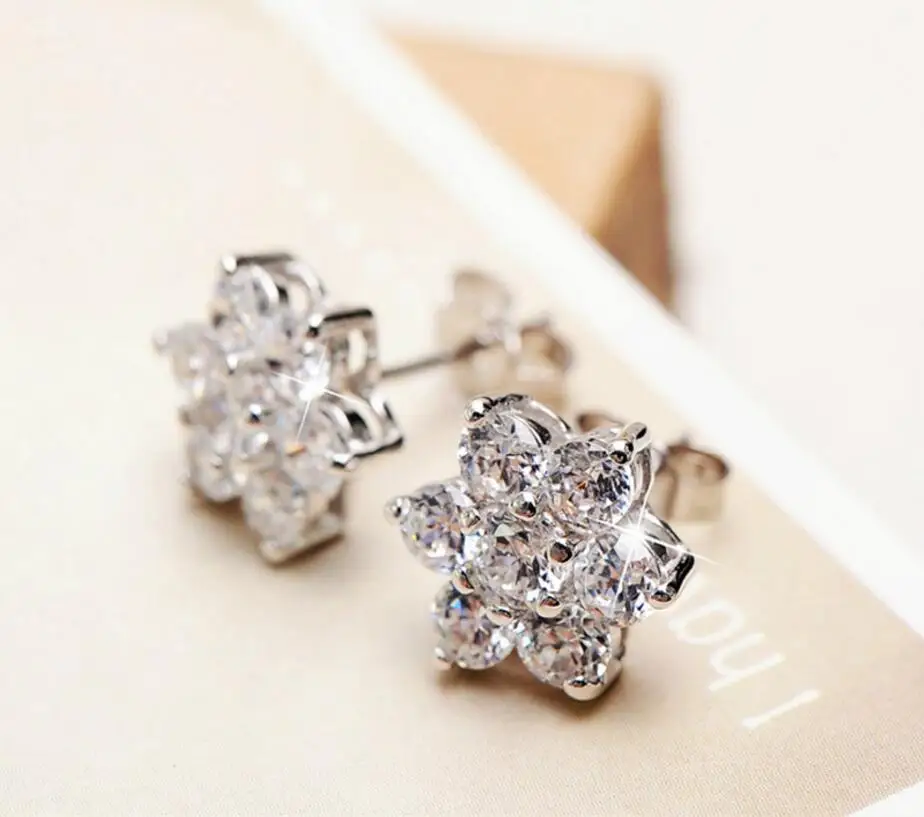 Real 2.8 Carat D Color Moissanite Flower Stud Earrings For Women Top Quality 100% 925 Sterling Silver Sparkling Wedding Jewelry