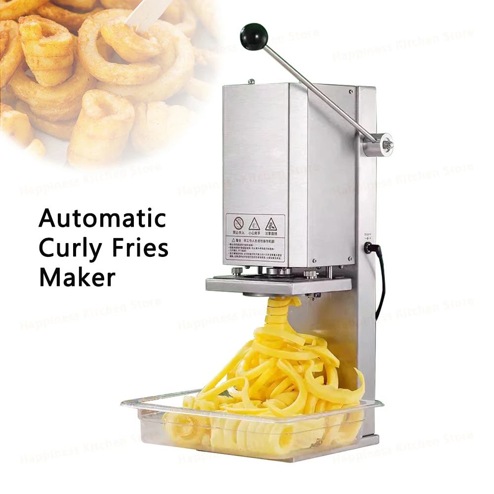 Commercial Electric French Fries Machine Automatic Curly Fries Maker Stainless Steel Food Processor 100kg/h