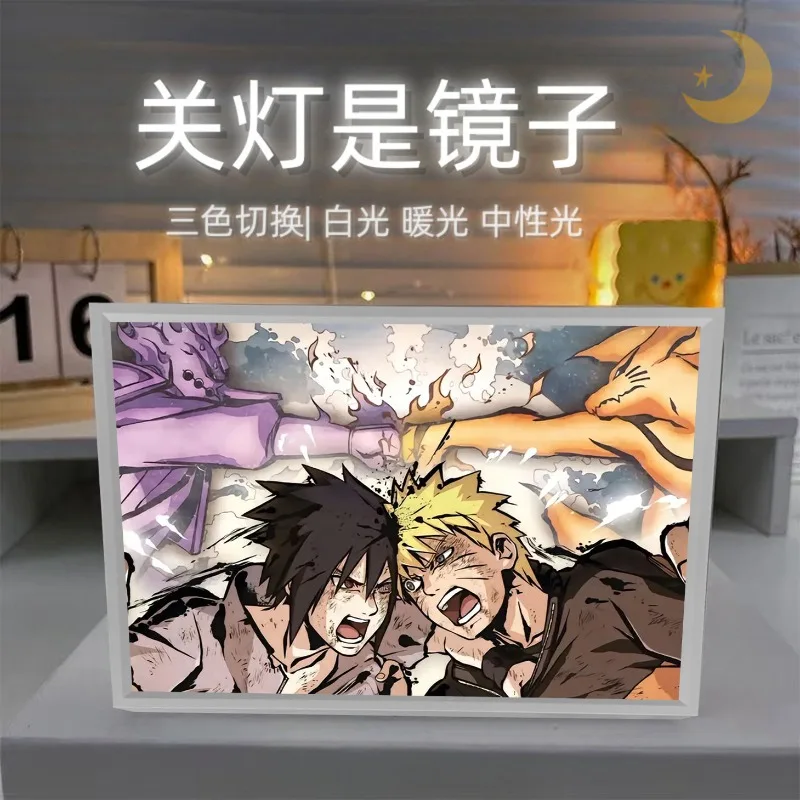 

Наруто мультфильм аниме светящийся свет картина с зеркалом Гаара Саске Какаши спальня ночник креативный подарок для друзей