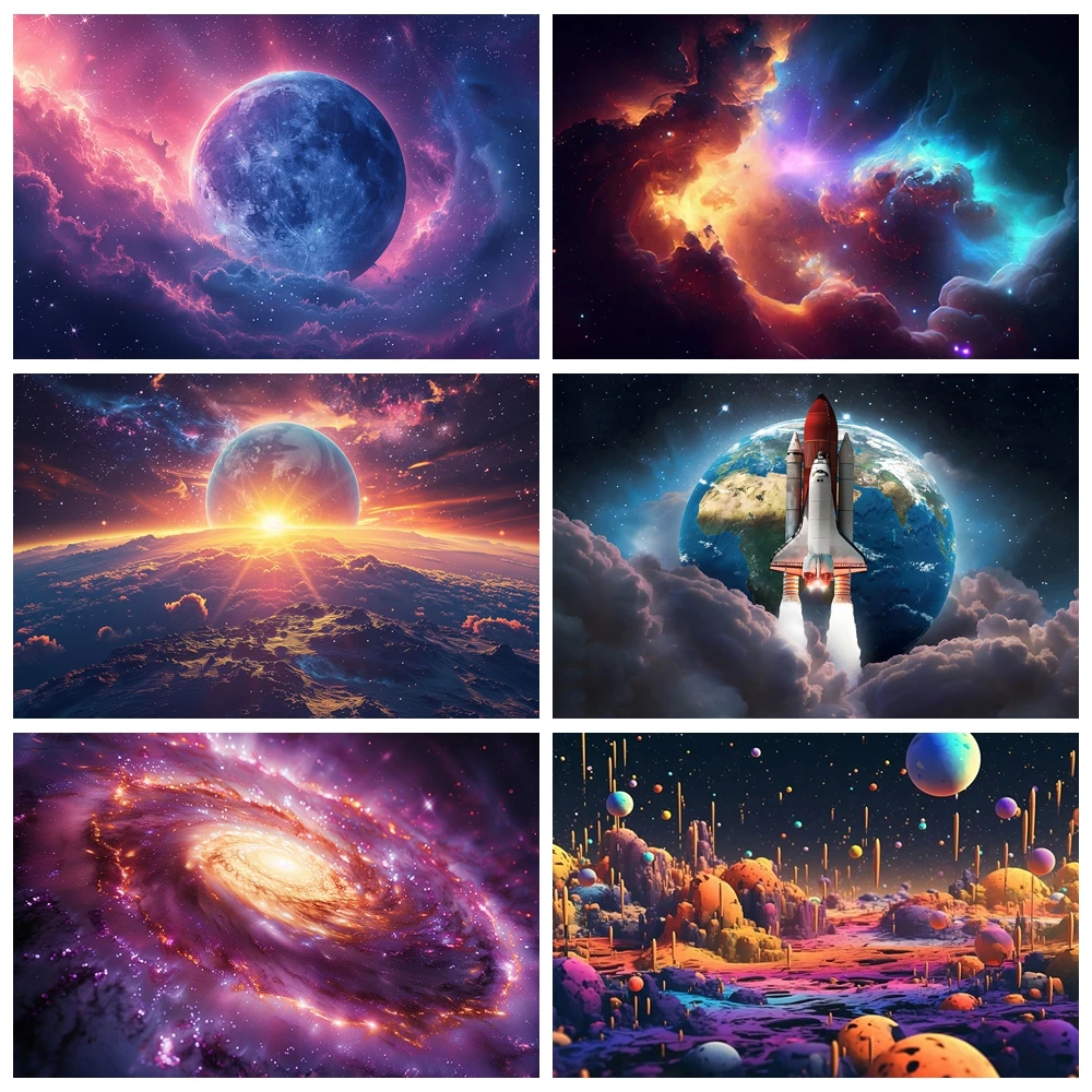 

Cosmic Milky Way Spectacular Planet Banner Backdrop Custom Boy Girl Room Portrait Photography Poster Wall Decor Props Background