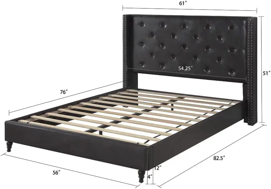Full Upholstered Platform Bed Frame with 51