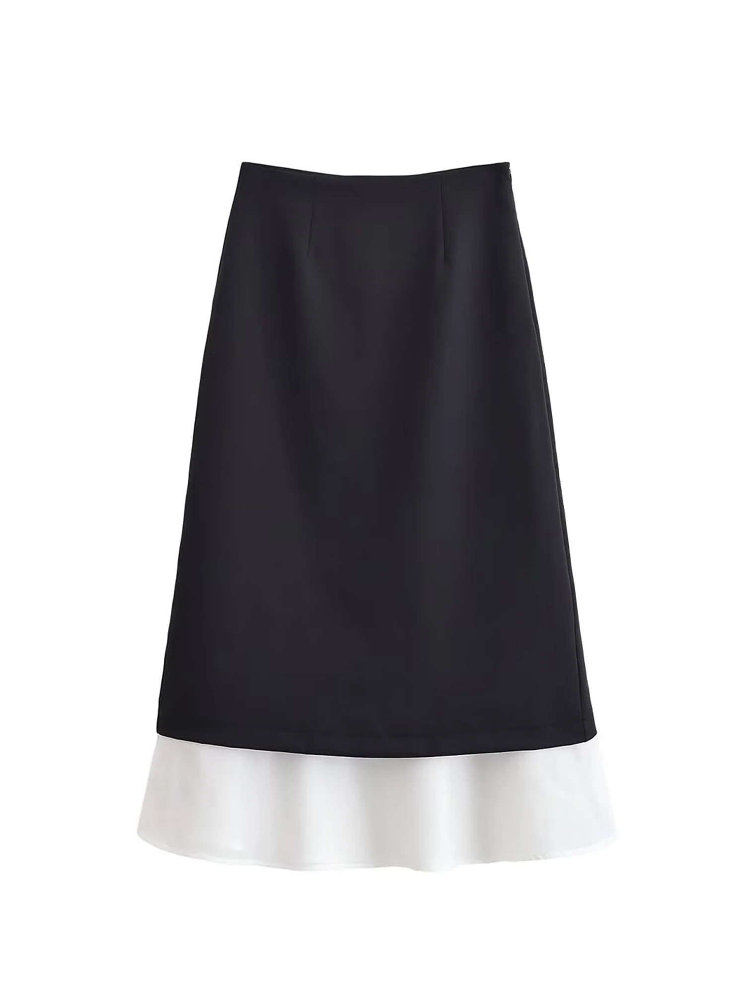 

Women Black Gothic Mid Long Skirt Vintage Aesthetic High Waist Patchwork Skirt Harajuku Y2k A-line Skirts 2000s Japandi Clothes