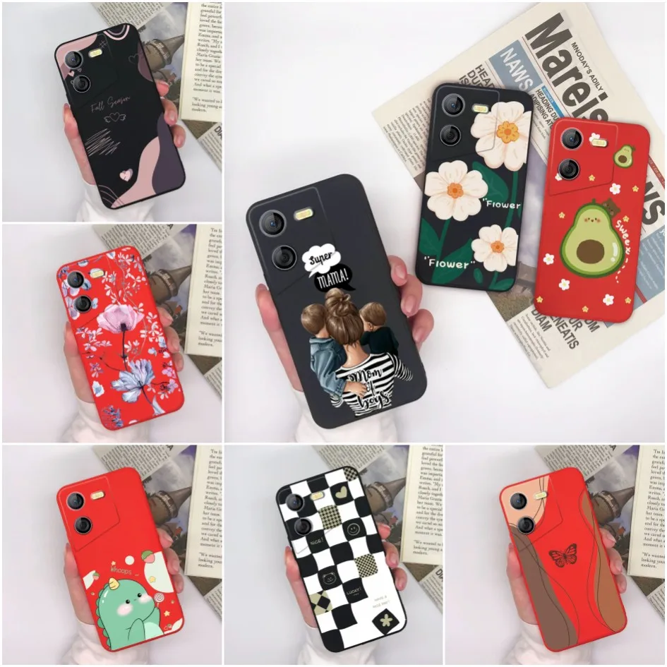 Case For Tecno Pova 5 4G Back Cover Luxury Fashion Matte Soft Silicone Avocado Butterfly Protective For Tecno Pova5 Funda Coques