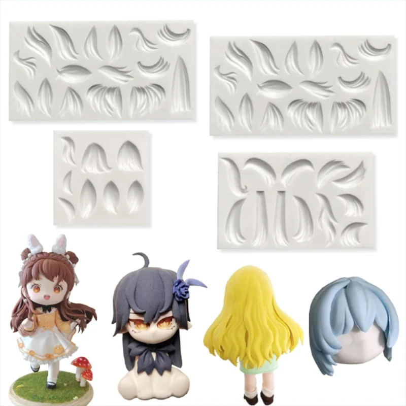 3d Hair Silicone Mold Diy Face Decoration Polymer Clay Tool Cartoon Doll Hair Model Baby Face Silicone Molds Epoxy Resin Molds