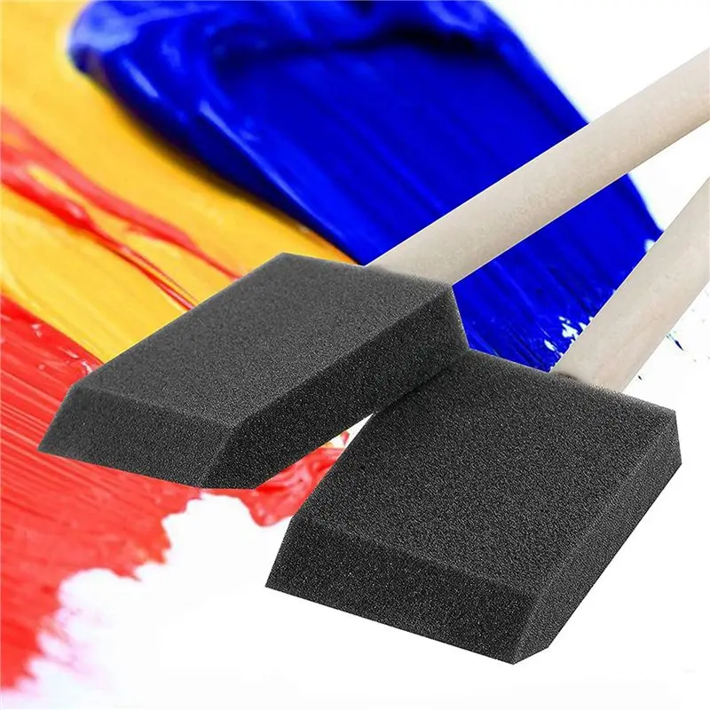 A01K-150 Pcs 2 Inch Foam Sponge Wood Handle Paint Brush Set, Great For Acrylics, Stains, Varnishes, Crafts, Art