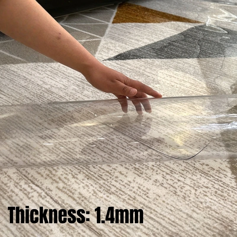 Clear PVC Floor Protector Roll Waterproof Non Slip Transparent Carpet Protection Mat Cuttable Floor Covering Household Foot Mat