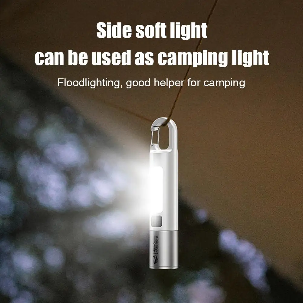 Portable Super Bright LED Flashlight SMILING SHARK USB Rechargeable With Hook Zoomable Torch Mergency Lantern New