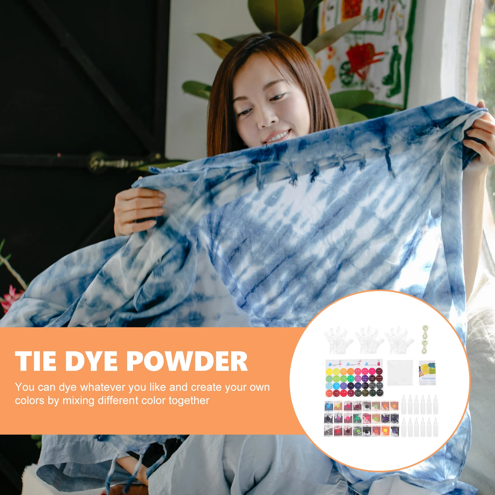 

1 Set Tie Dye Powder Bulk Fabric Dye Kit Safe Kids Adults Summer Camp Supplies Diy Craft Scarves Shirts Clothing Reusable Bright