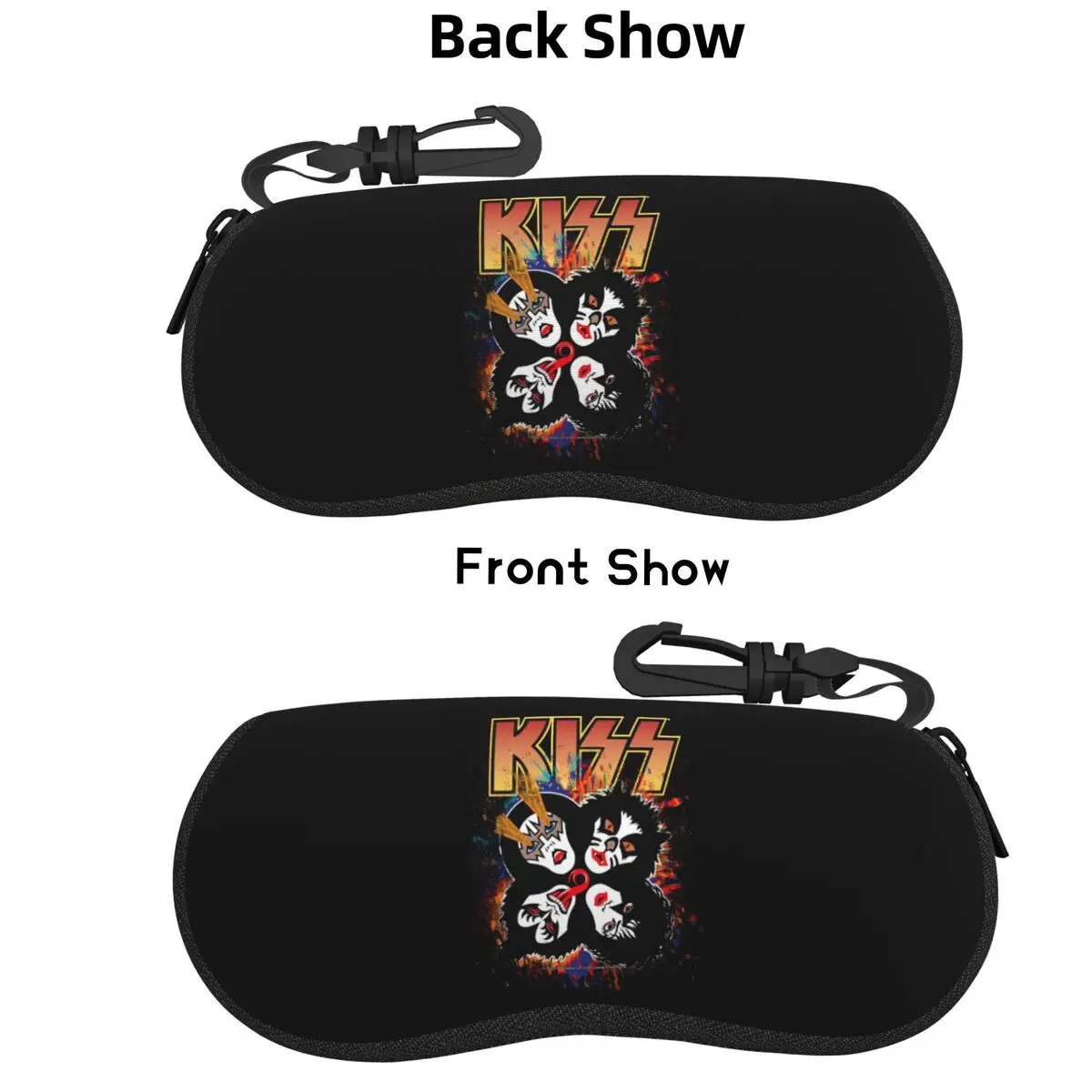 

Kiss Rock Band Retor Shell Glasses Case Protector Sunglasses Box Women Men Soft Eyeglass Bag Pouch
