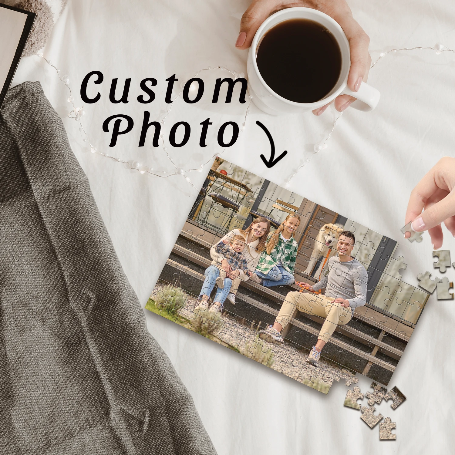 35/150/300/500/1000pcs happy family Custom Photo Personalised Decompression Puzzles Custom Puzzles in Photos Mosaic
