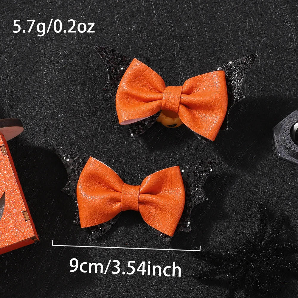 2pcs Halloween Bat Wing Bow Hair Clips for Girls Cosplay Party Theme Performance Headwear Bangs Clips view 3