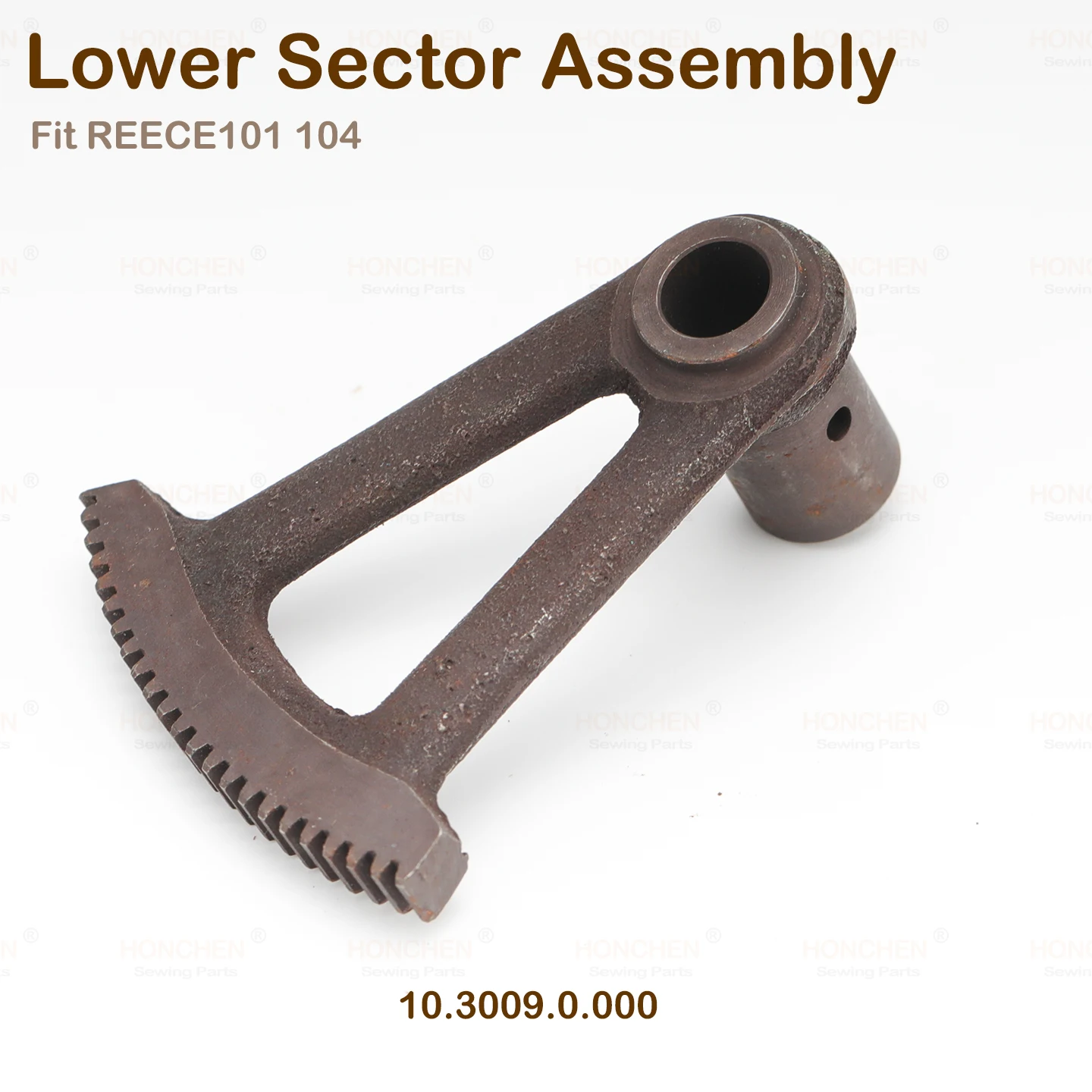 

Пуговица с проушиной Детали швейной машины Холодильник Управление флайом Поворотные секции РычагиLower10.3009 Секторная сборка Подходит для REECE 101 104