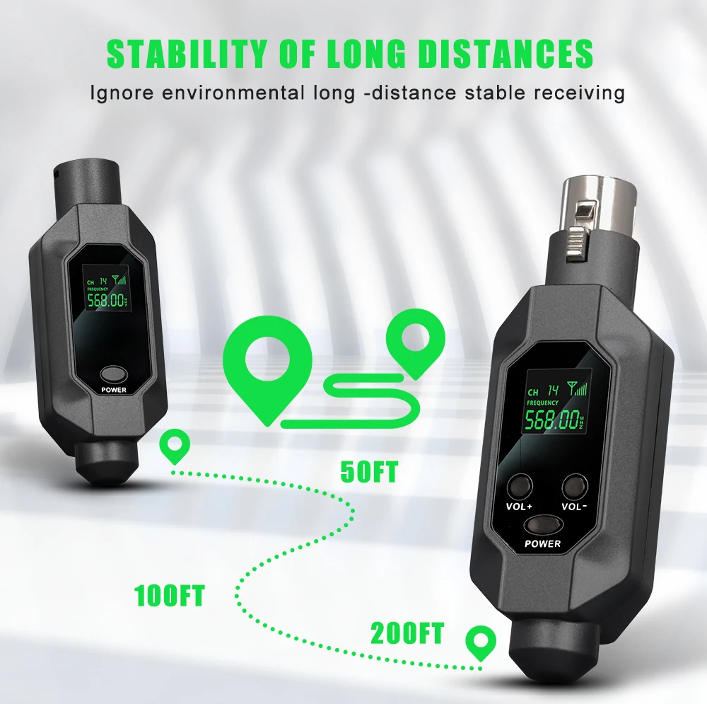 Wireless Microphone System XLR Mic Converter Adapter UHF Automatic Transmitter Setup For Condenser Dynamic Mic