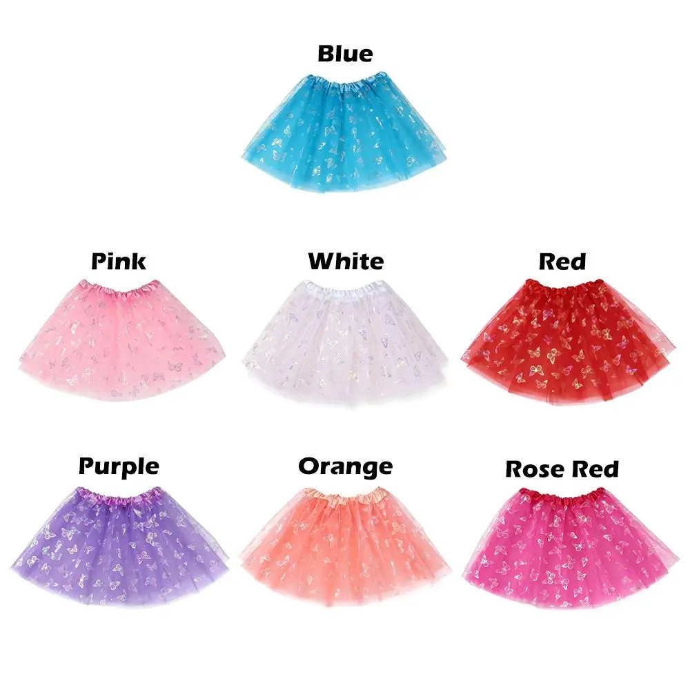 Obrázek 3: Motýl tisk tyl sukně polyesterová vlákno three-layered tutu sukně nepopsaný flitry a-line krátký tančit kostým děti tančit