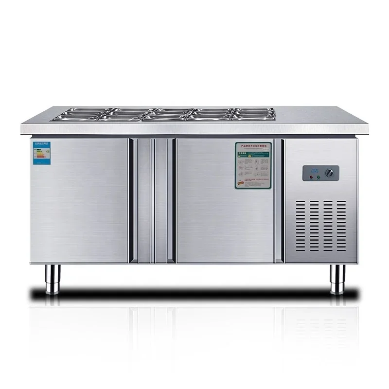 ^Or 1.8m seasoning and sauce table side dish table slotted salad cabinet refrigerated and frozen commercial can be customized*