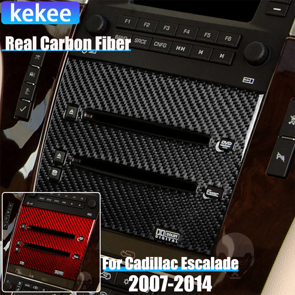 

Real Carbon Fiber Car Accessories CD Player Panel Trim Decorative Cover Soft Sticker For Cadillac Escalade EXT ESV 2007-2014
