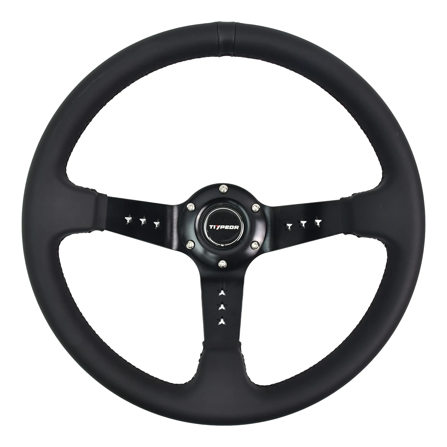 Tiypeor Exclusive Design Custom 350mm Deep Corn Steering Wheel Leather Star Spoke Racing Steering Wheel