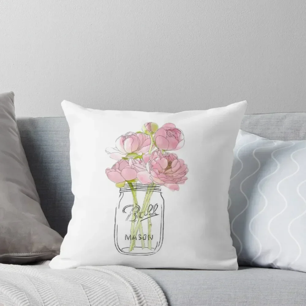 

Flowers in Mason Jar Throw Pillow Christmas Cushion For Home Embroidered Cushion Cover bed pillows pillow