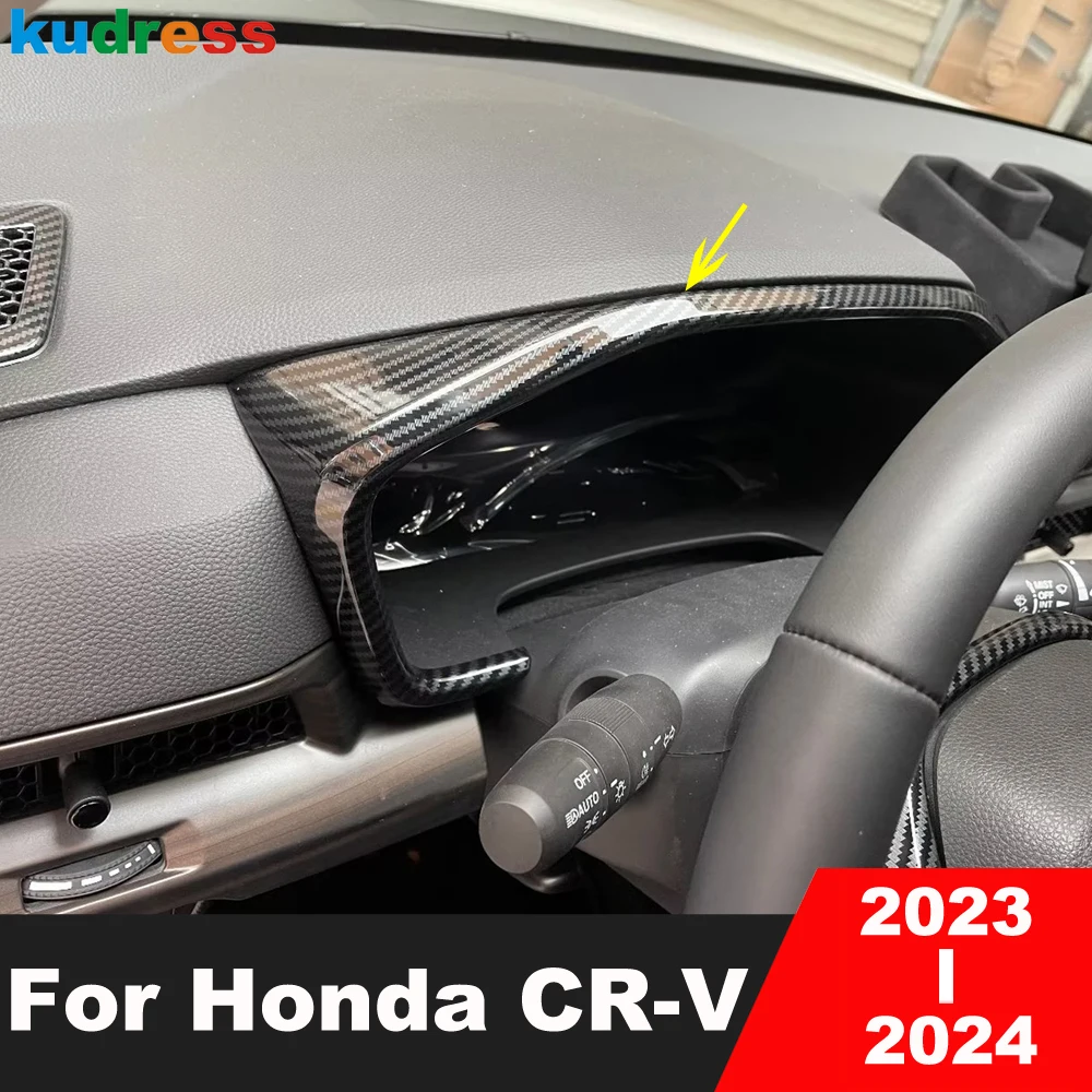 

Обложка для рамки приборной панели автомобиля, обшивка для Honda CRV CR-V 2023 2024, украшение из углеродного волокна, аксессуары для молдинга интерьера