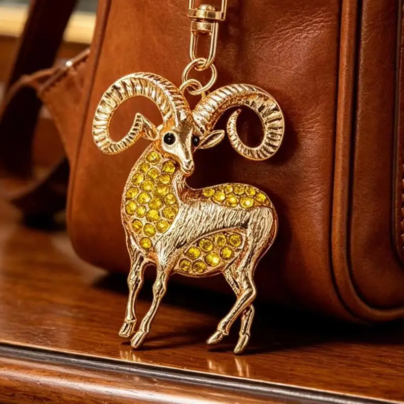 1 Stück Funkelnder Strass-Ziegenanhänger Rucksack-Schlüsselanhänger Leichter Dekorativer Auto-Anhänger mit Karabinerhaken Schlüsselhalter – Detail 8