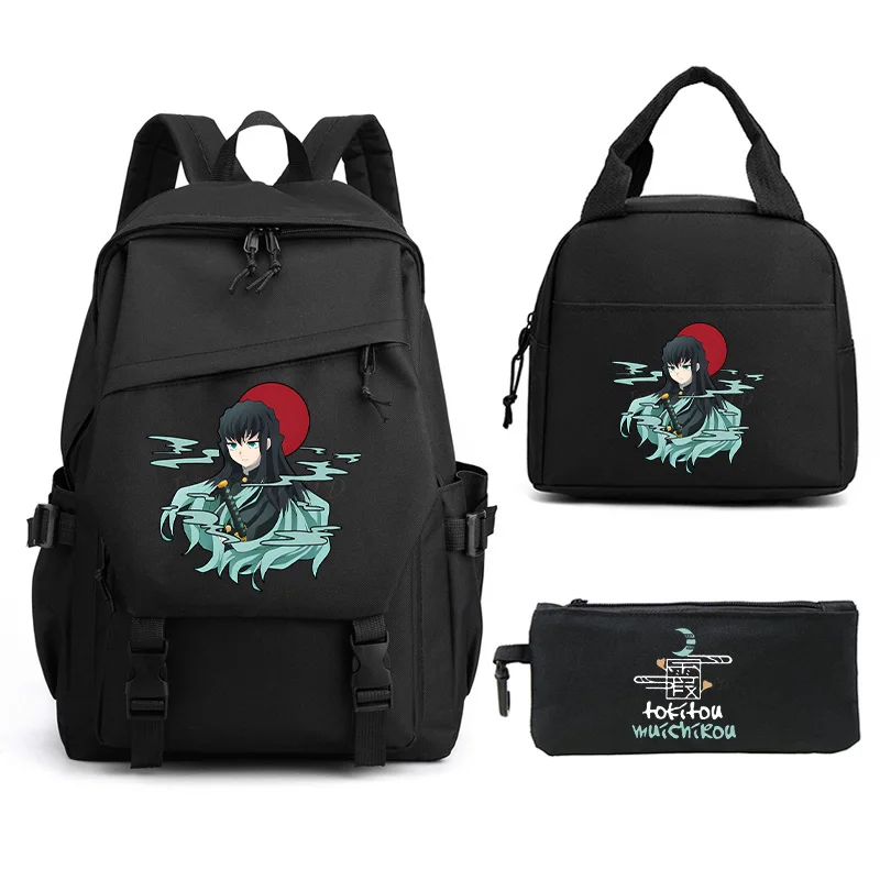

New Fashion Backpack Boys Girls Students Schoolbags Kimetsu No Yaiba Comic Travel Knapsack Demon Slayer Anime 3pcs Set Bagpack