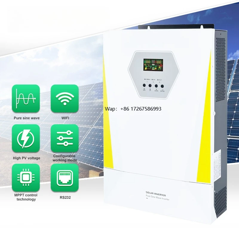 

Off-Grid Hybrid Inverter 1.1kw Solar Inverter 11000W Pure Sine Wave 48V 6.2kw 11kw Hybrid Solar Inverter