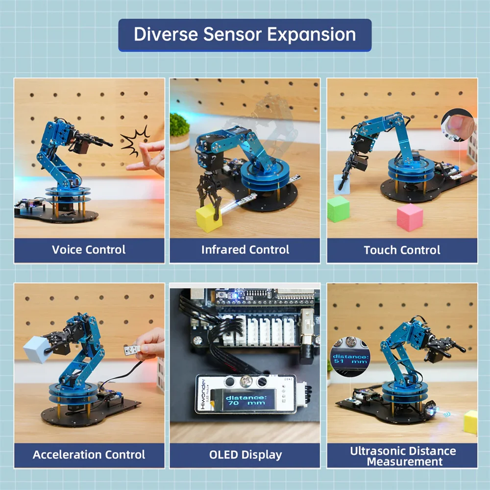 Hiwonder 6 DOF Robot Arm LeArm Visual Speech Manipulator Mechanical Arm STM32/51/ESP32 Open Source Program Robot