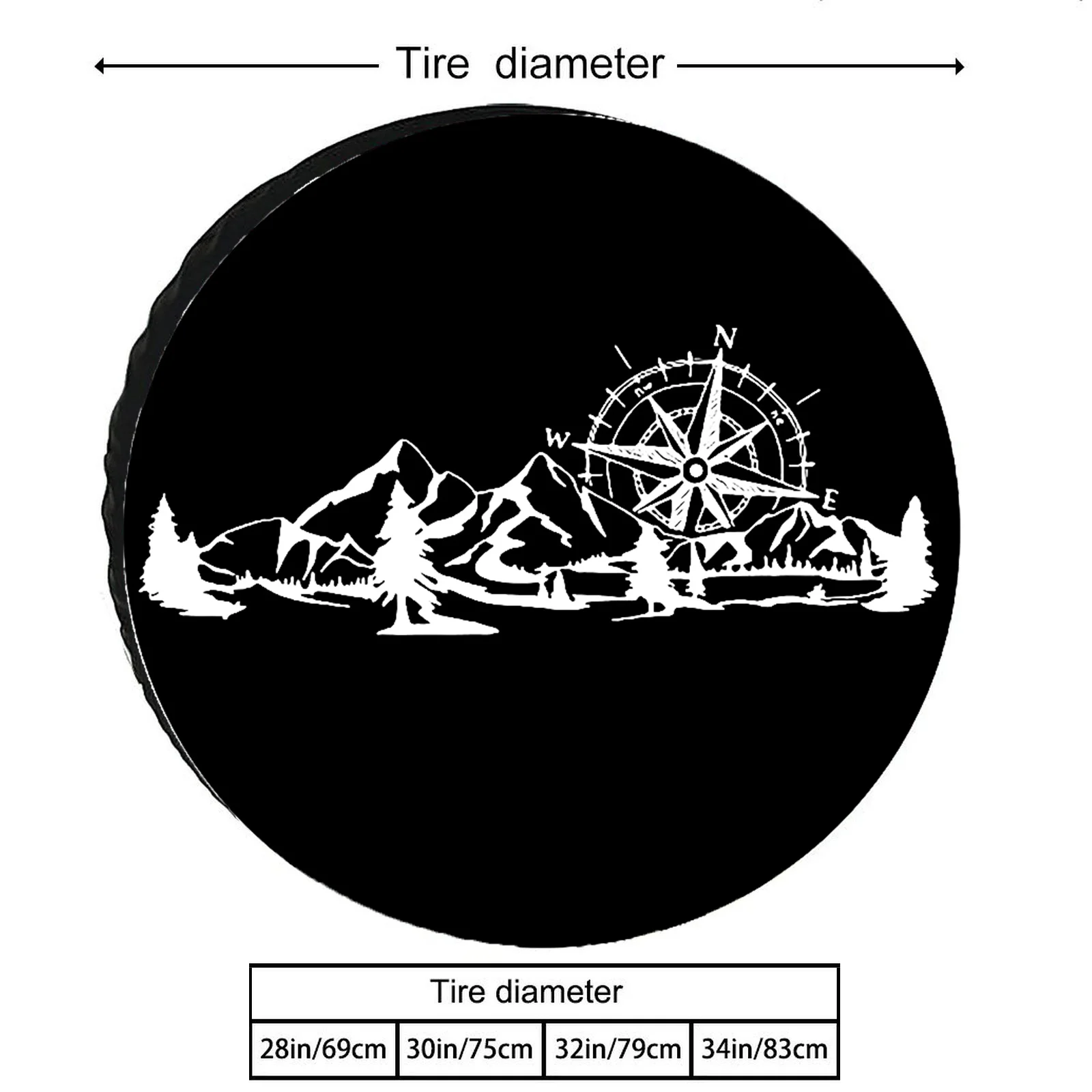 Sunset Compass Pattern, 28/30/32/34-inch Stylish Tire Covers And Spare Tire Covers, Multiple Styles And Sizes, Universal Spare T