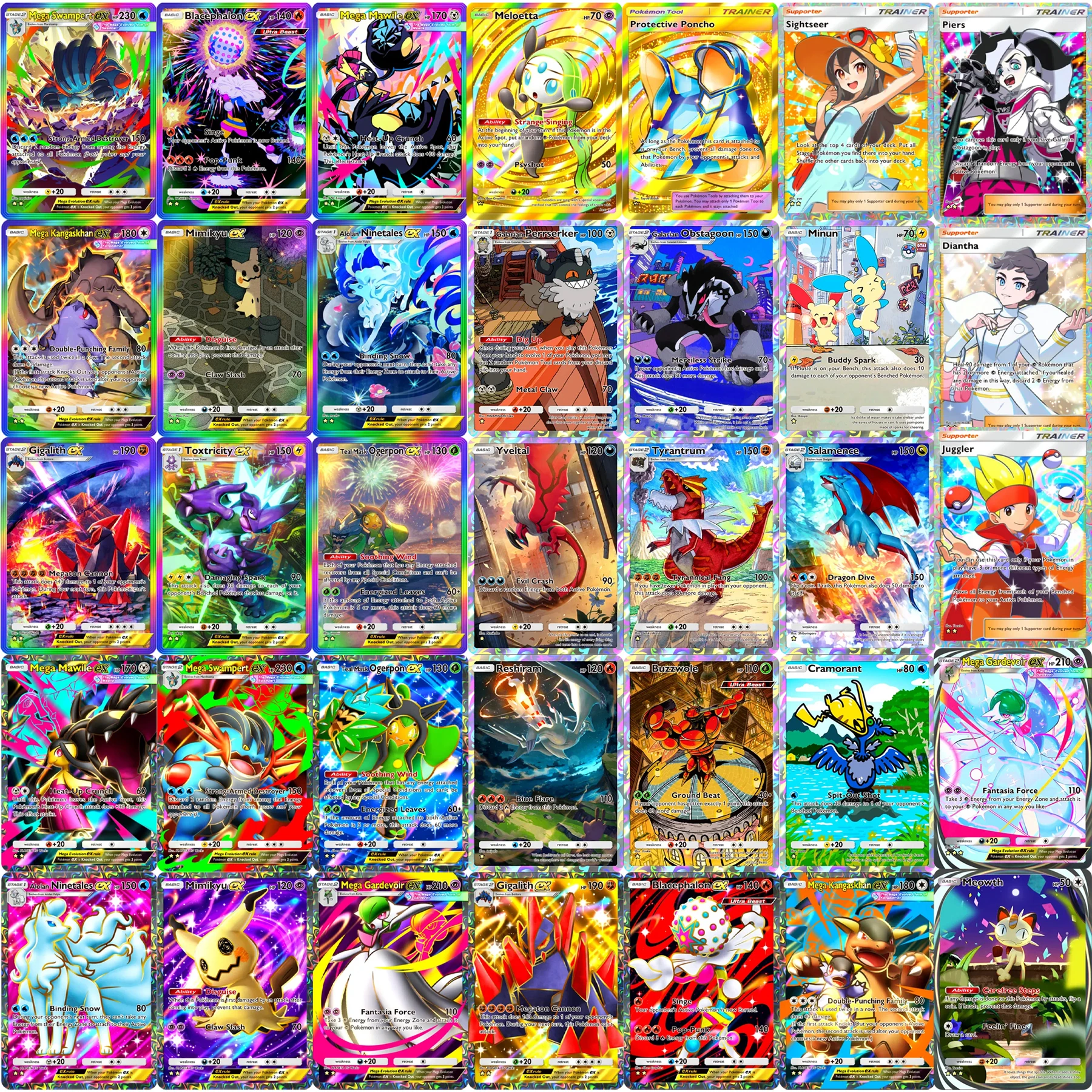 

9Pcs/set Ptcg Mimiky Ninetales Swampert Gigalith English Flash Card Diy Self Made Classic Anime Collection Card Gift Toy