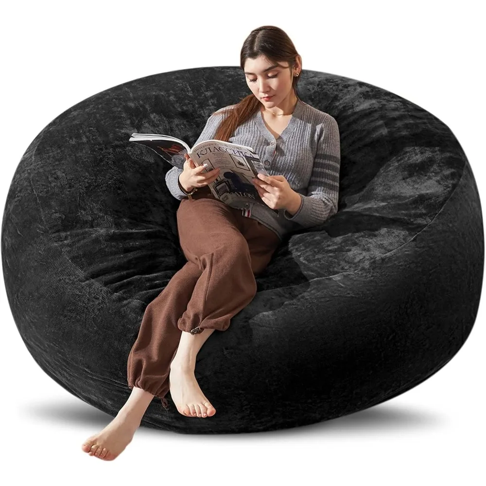 

Bean Bag Chair 5Ft, Memory Foam Filled, Large Beanbag Chairs for Adults and Teens, Soft Sofa with Removable Flannel Cover, Round