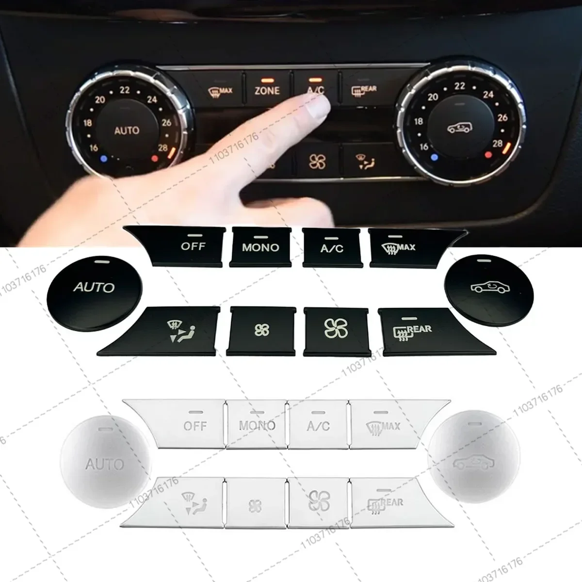AC Heater Climate Control & Multimedia Volume Switch Button Cover Trim Sticker For Mercedes BENZ C E GLK Class W204 W212 X204