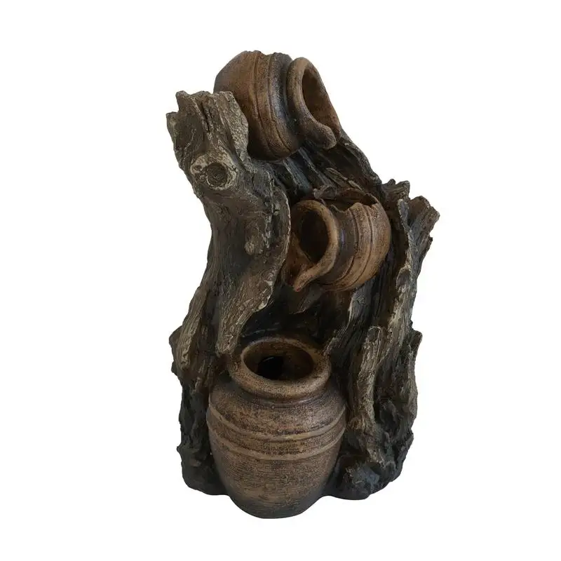 

3-Tier Decorative Water Fountain with Pot Design, Brown, 6.3x5.1x10.8 inches, Ideal for Indoor & Outdoor Use