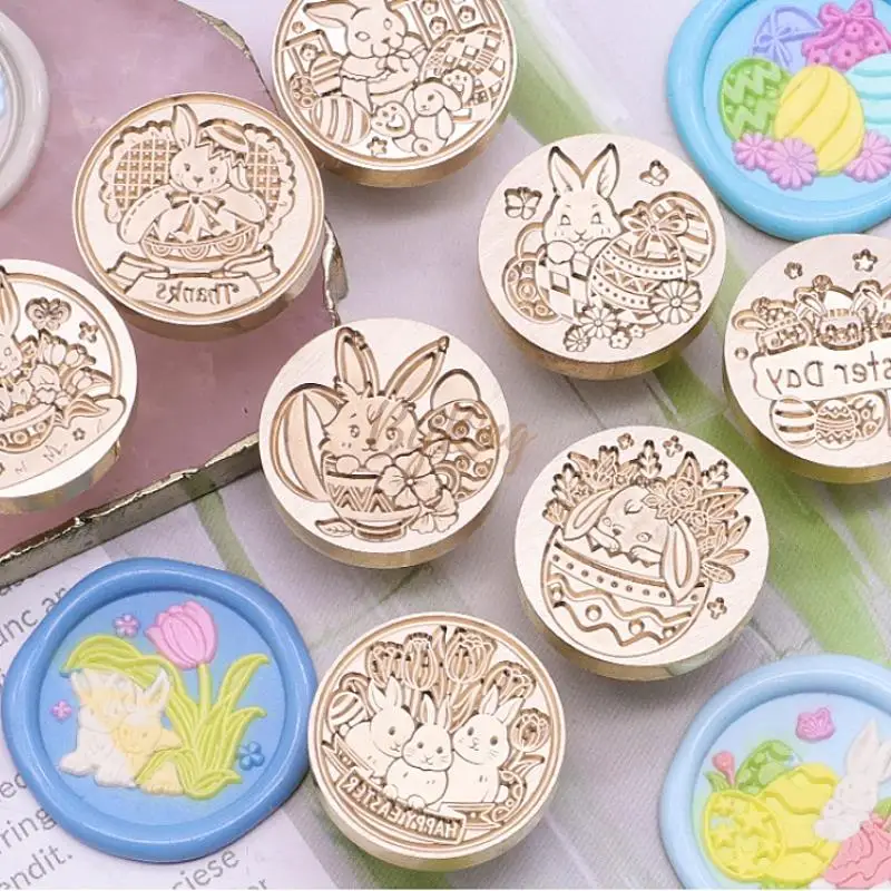 Rabbit Wax Seal Stamps Retro Doll Tulip Egg Colorful Cute Vintage Sealing Head For Festival Gift Wrapping Cards Scrapbooking