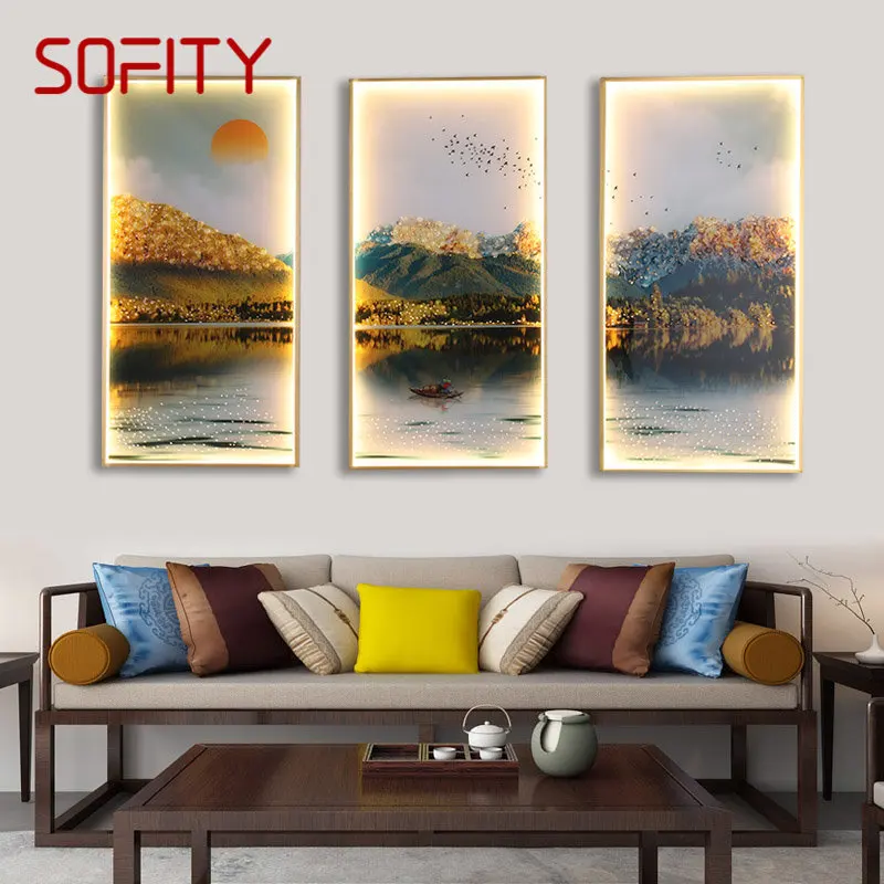 SOFITY Wall Sconces Lights Contemporary Three Pieces Suit Lamps Landscape Painting LED Creative For Home