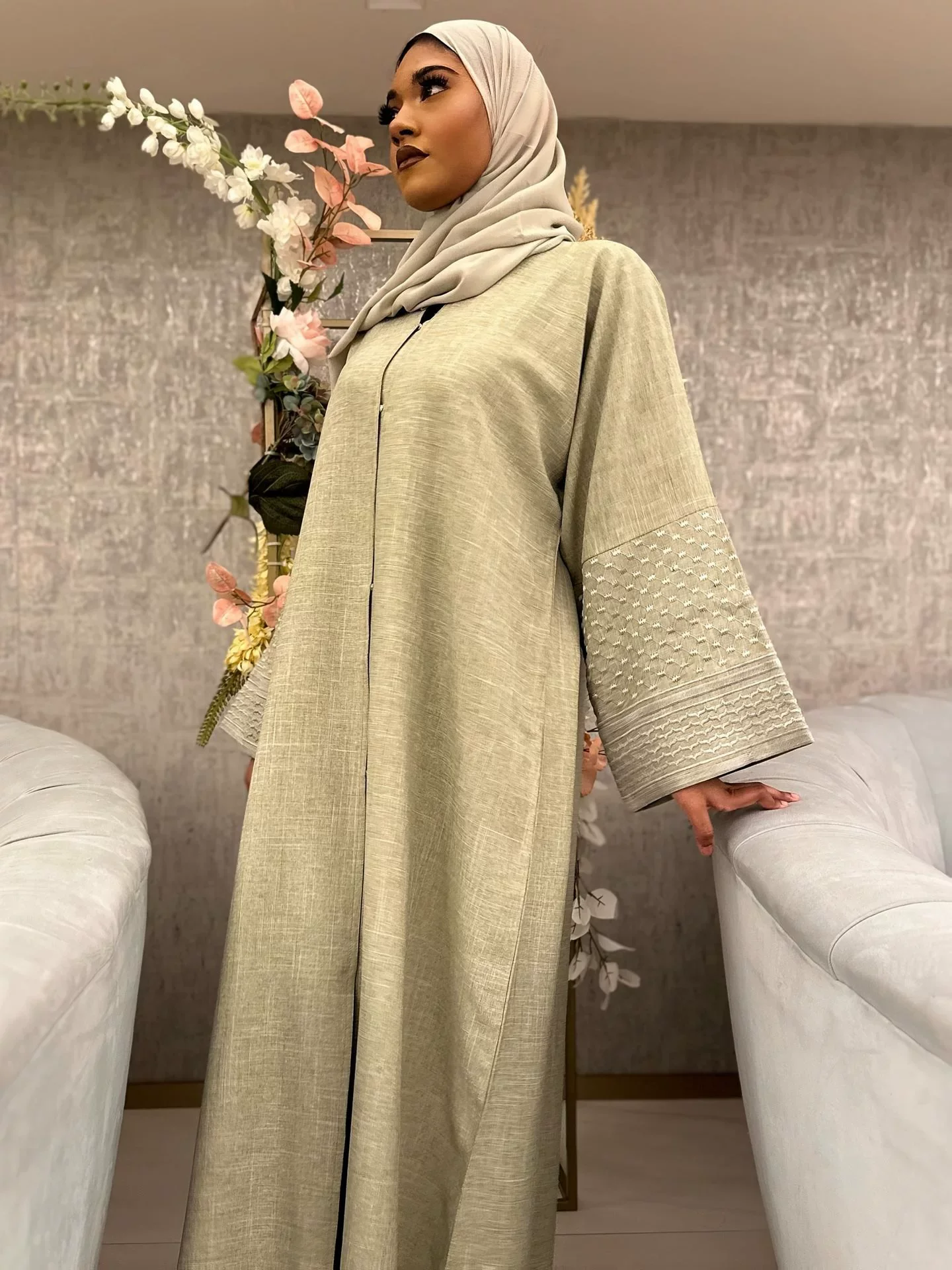 Ramadan mode islamique musulman dubaï moyen-orient arabie saoudite dubaï turquie broderie élégante début Robe bouton Cardigan Robe