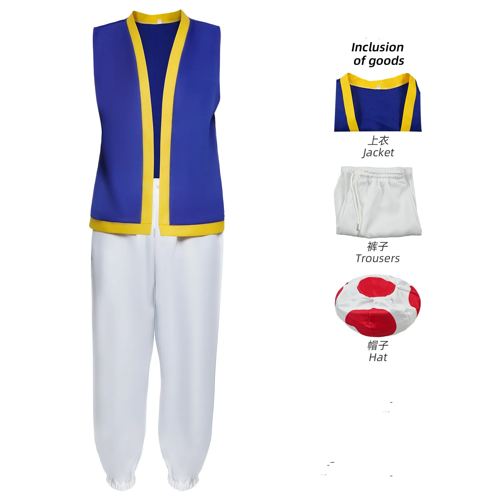 Spiel Kinopio Kröte Cosplay Kostüm Outfit Erwachsene Männer Uniform Top Hose Hut Halloween Karneval Anzug