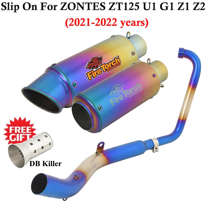 

Full Systems Slip On For ZONTES ZT125 ZT 125 U1 G1 Z1 Z2 2021 2022 Motorcycle Exhaust Modify Escape Front Mid Link Pipe Muffler