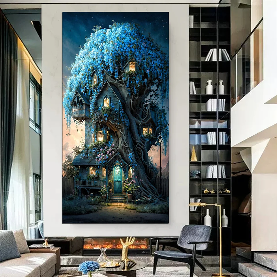 Fairy Tale Fouse 5D DIY Diamond Painting Kits Fantasy Tree Landscape Cross Diamond Embroidery Full Diamond Mosaic Home Decor