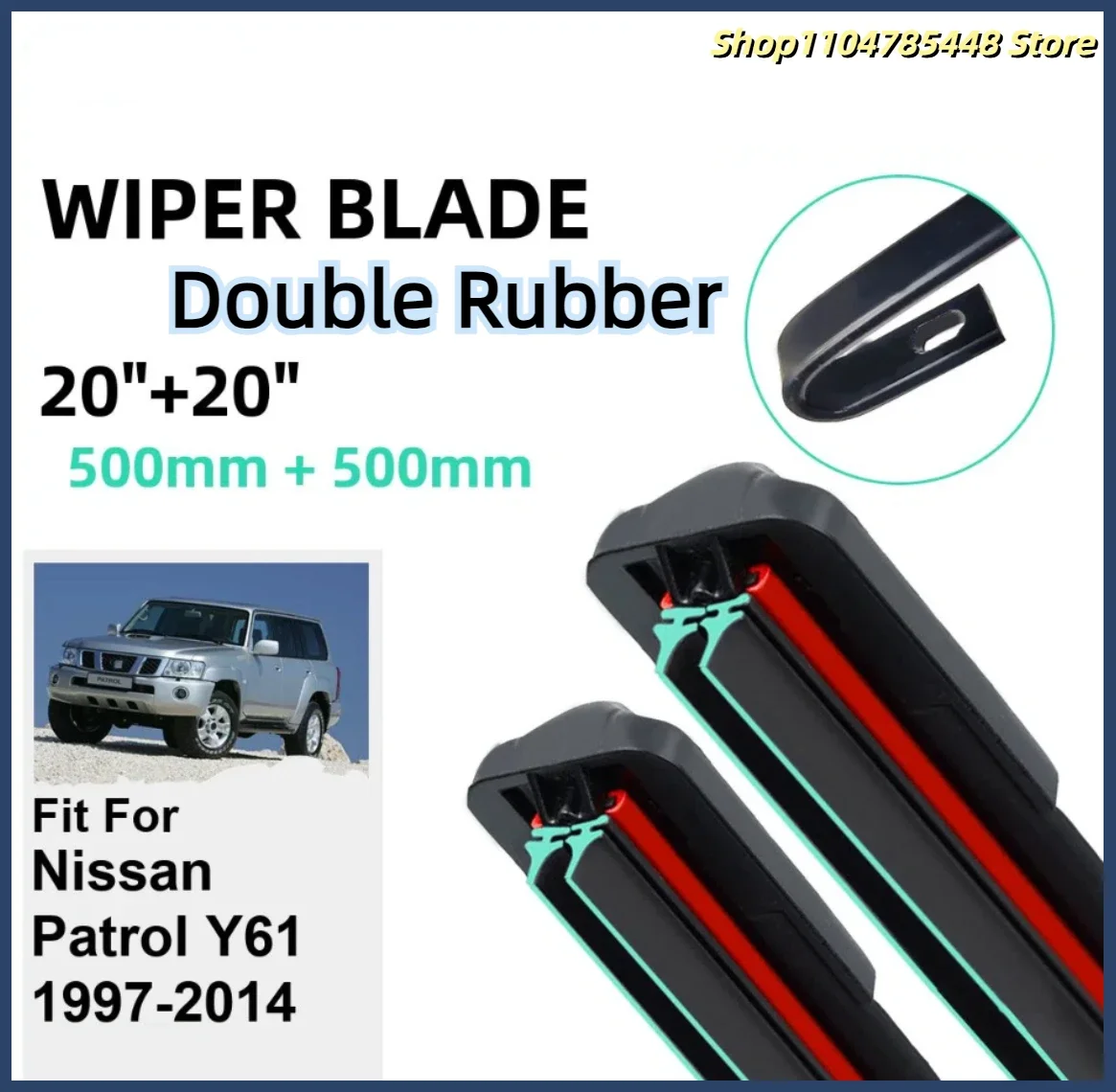 

Double Rubber Car Wiper Blades for Nissan Patrol Y61 1997-2014 Front Rubber Car Accessories 2008 2009 2010 2011 2012 2013 2014