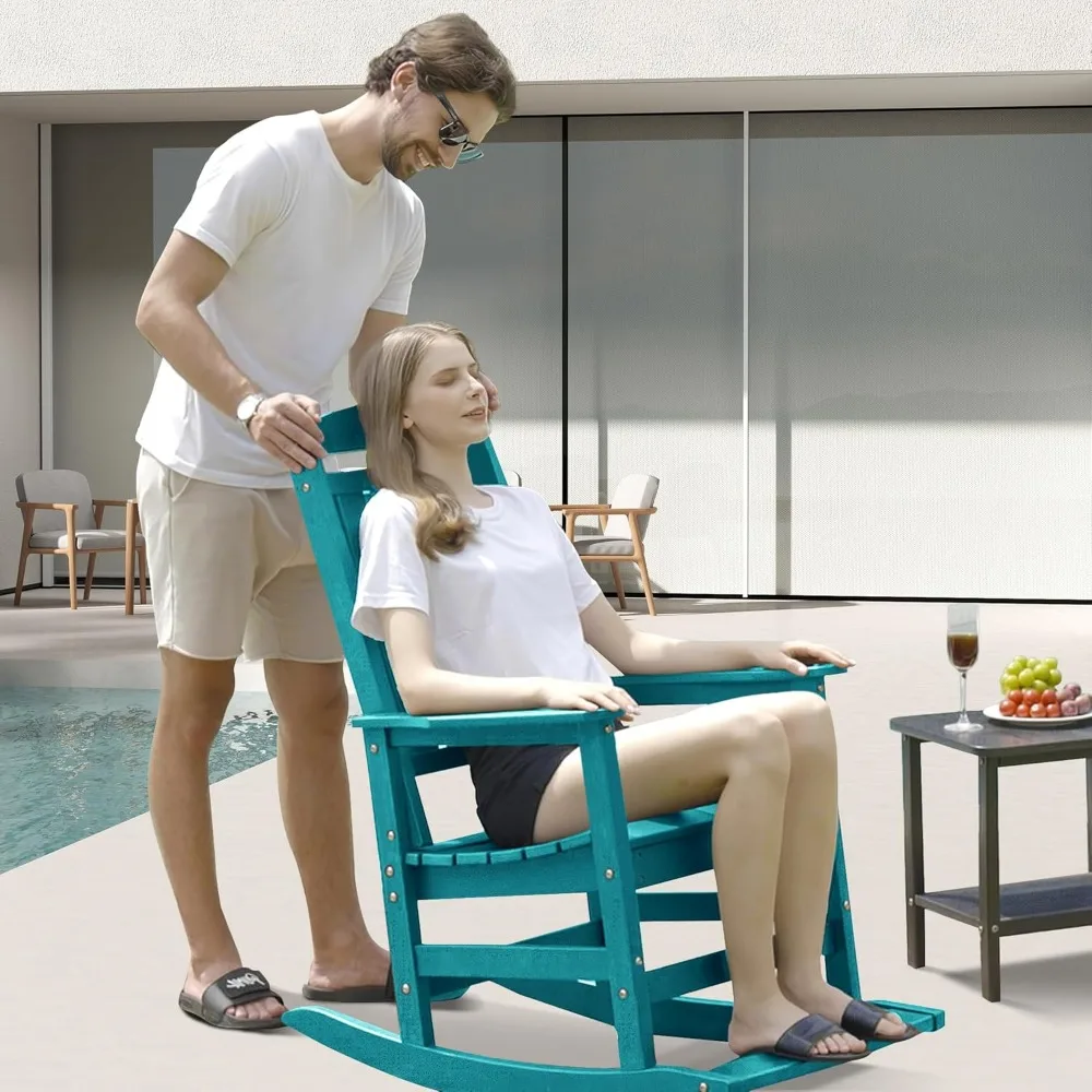 Set di 4 sedie a dondolo da esterno, dondoli da patio in polietilene ad alta densità con capacità di 380 libbre per adulti, relax ispirato all'arub