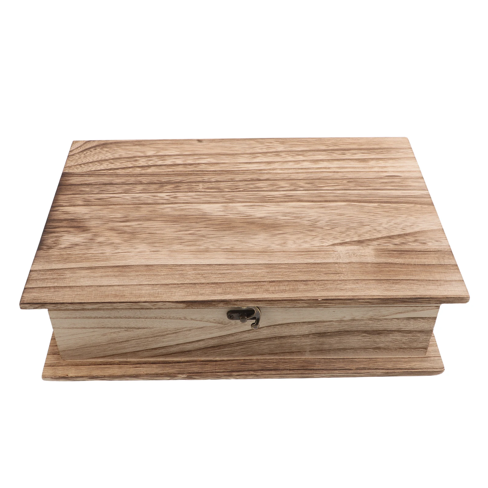 

Wooden Book Storage Box with Hinged Lid Unfinished Wood Keepsake Box Large Capacity Jewelry Trinket Case for Office and Home