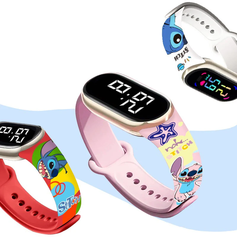 ساعة ديزني ستيتش الجديدة المقاومة للماء للأطفال، نمط الرسوم المتحركة المضيئة، أفضل ساعة اختيار هدية