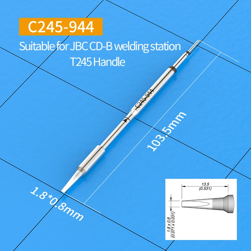 NONE OEM C245 Lötkolbenspitzen C 245906 /907/908/966/911/944/866/808/811/844 Lötspitze vom Meißeltyp, kompatibler JBC T245-Griff 8