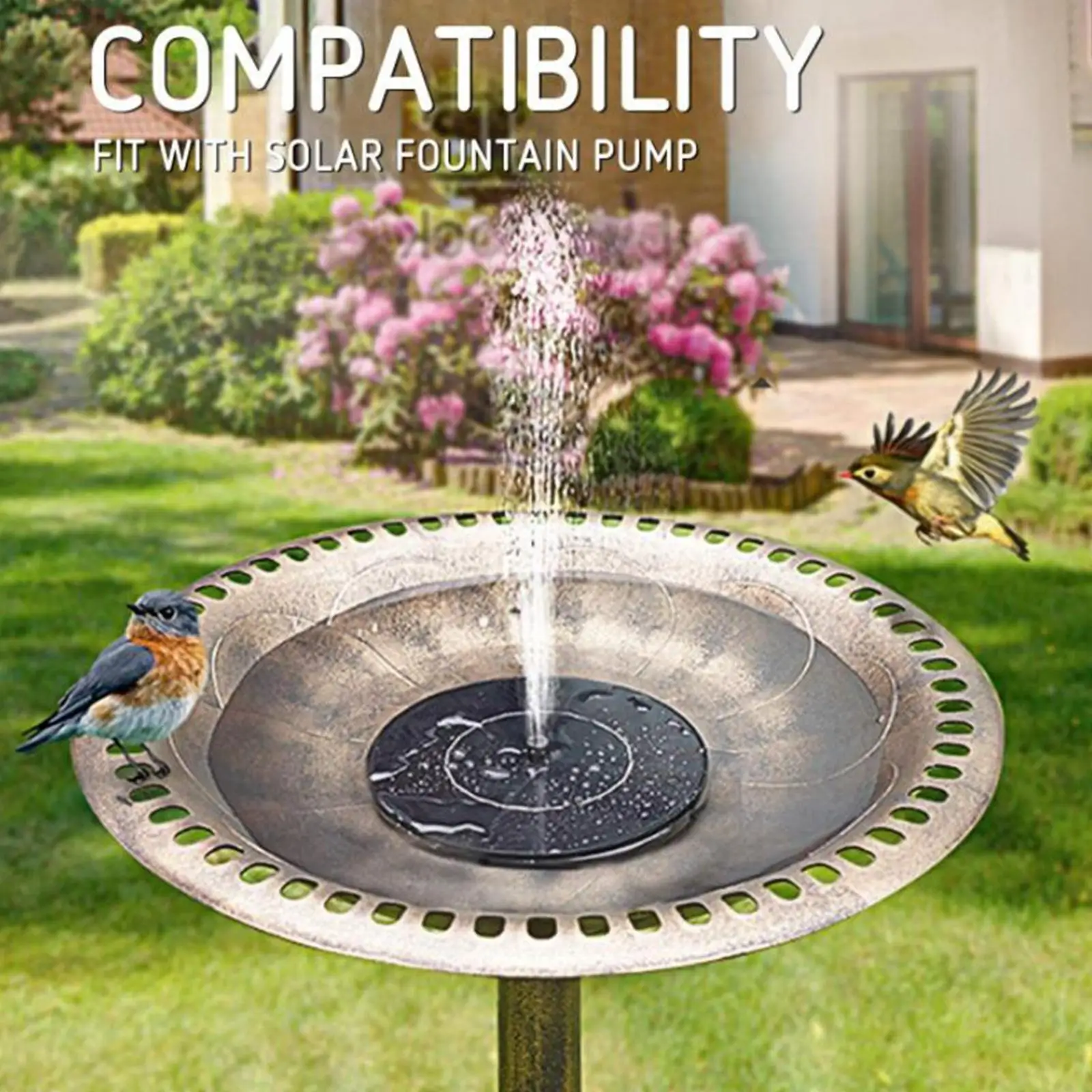 Garden Bird Bath Decoration Balcony Solar Powered water Fountain Aureate