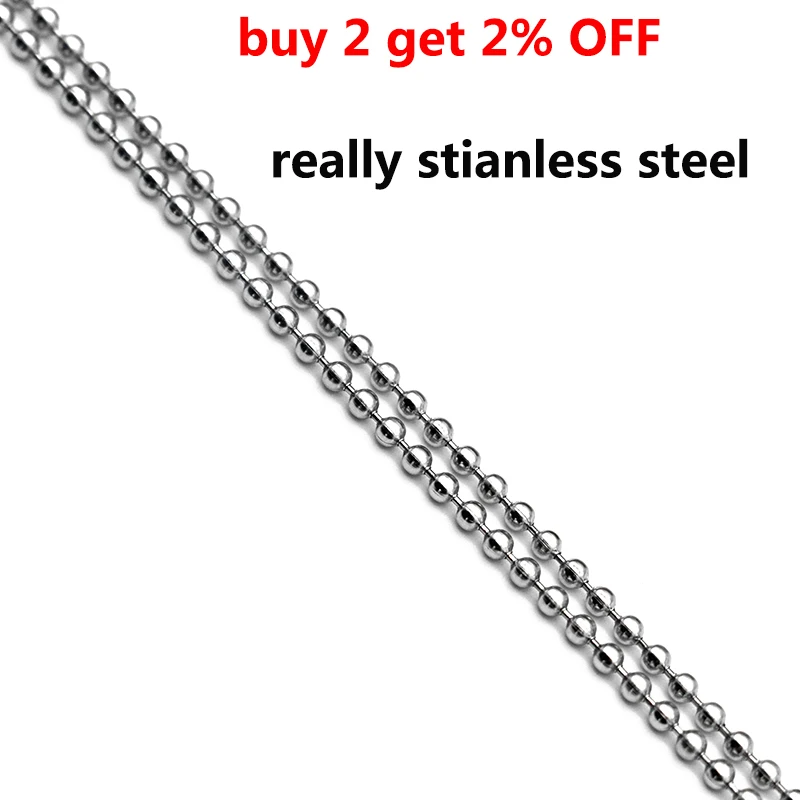 1 Pack/lot 100% Stainless Steel Bead Ball Bead Chains & Connector Clasps 1.5 2 2.4mm Ball Chains For DIY Necklace Jewelry Making